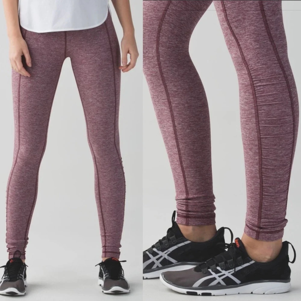 Lululemon Turn Around Tight Heathered Bordeaux Drama Sz 8